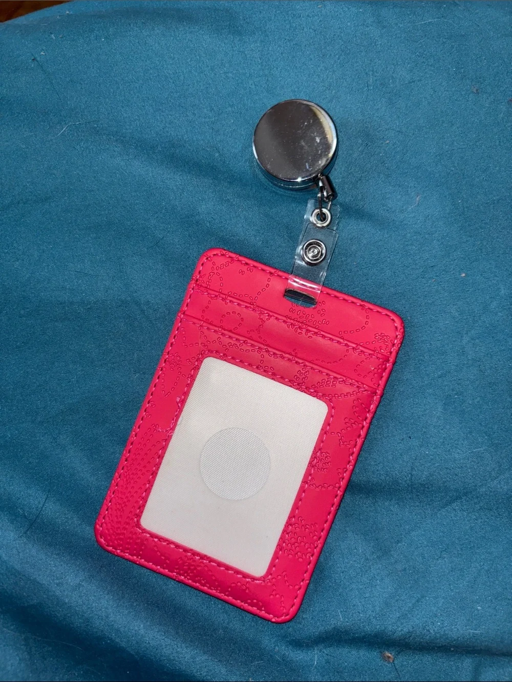 Pink Badge ID Card Holder with Retractable Reel